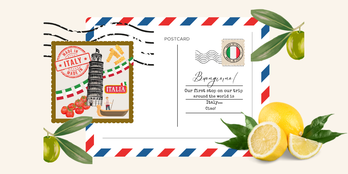 vintage Italian stamp and travel art