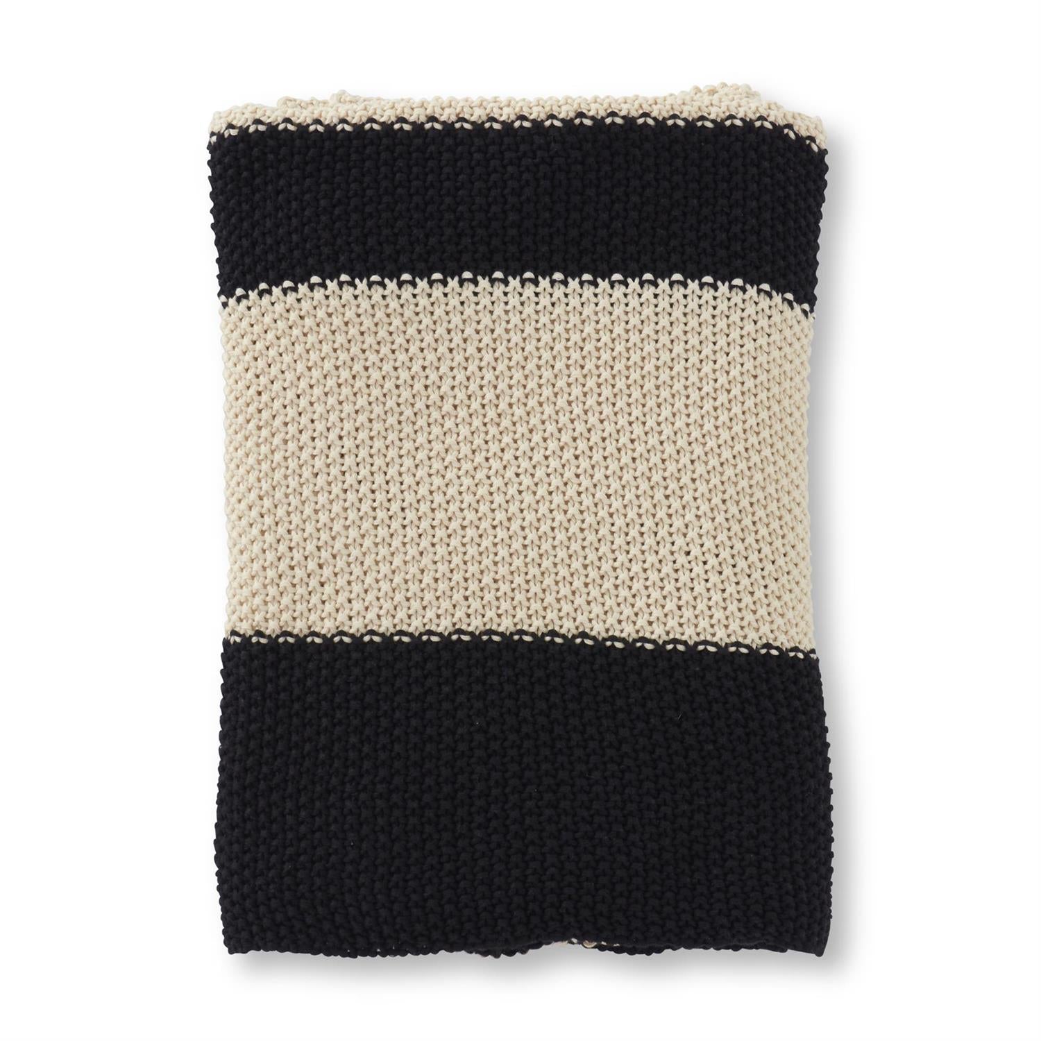 Cotton Knit Striped Throw Blanket