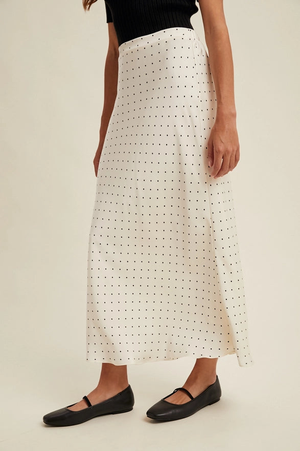 The Lucie Satin Midi Skirt