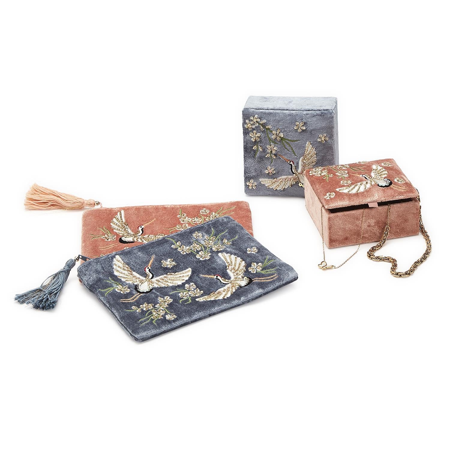 Heron Velvet Pouch and Box
