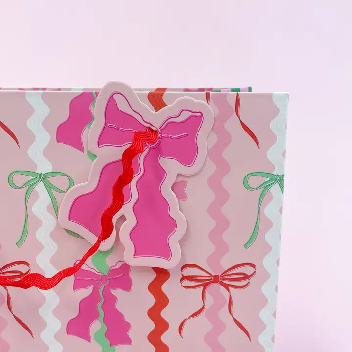 Holiday Ric Rac Bows Gift Bag with Tag