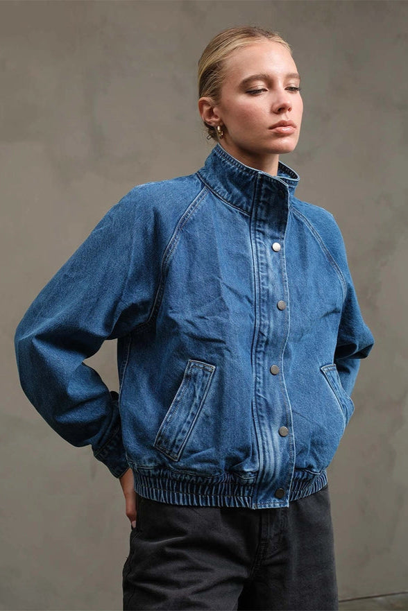 The Kadie Denim Bomber Jacket