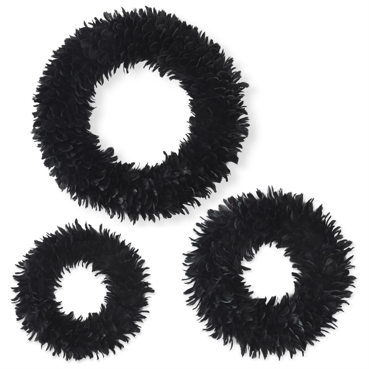 Black Wispy Feather Wreath