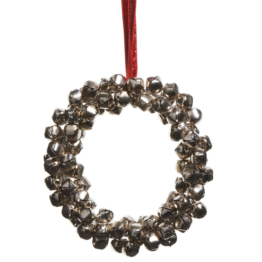 Pewter Mini Bell Wreath Ornament