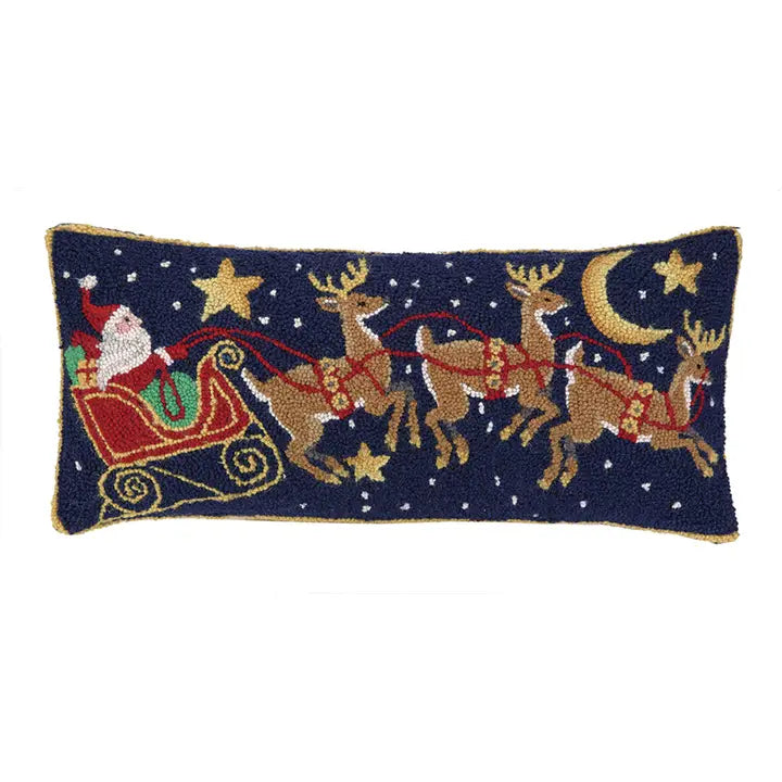 Santa Three Reindeer Hook Pillow