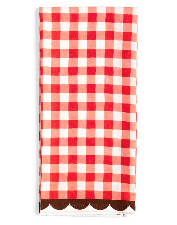 Gingham Scalloped Tea Towel
