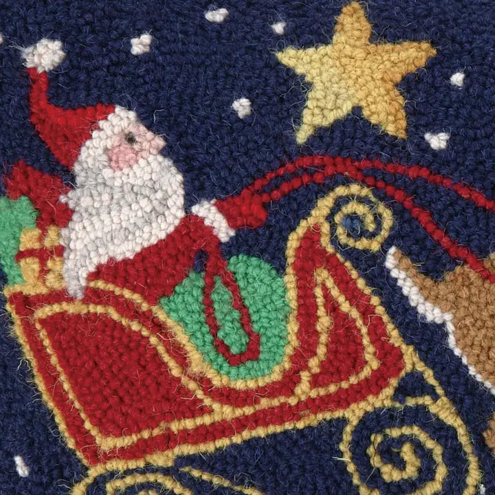 Santa Three Reindeer Hook Pillow