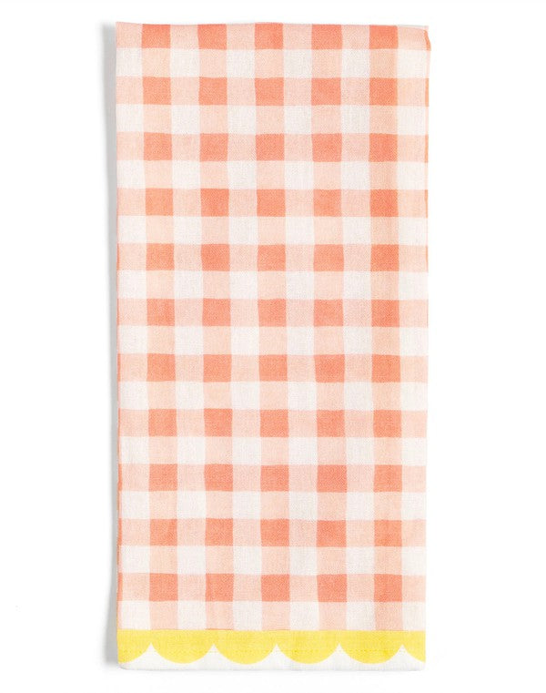 Gingham Scalloped Tea Towel