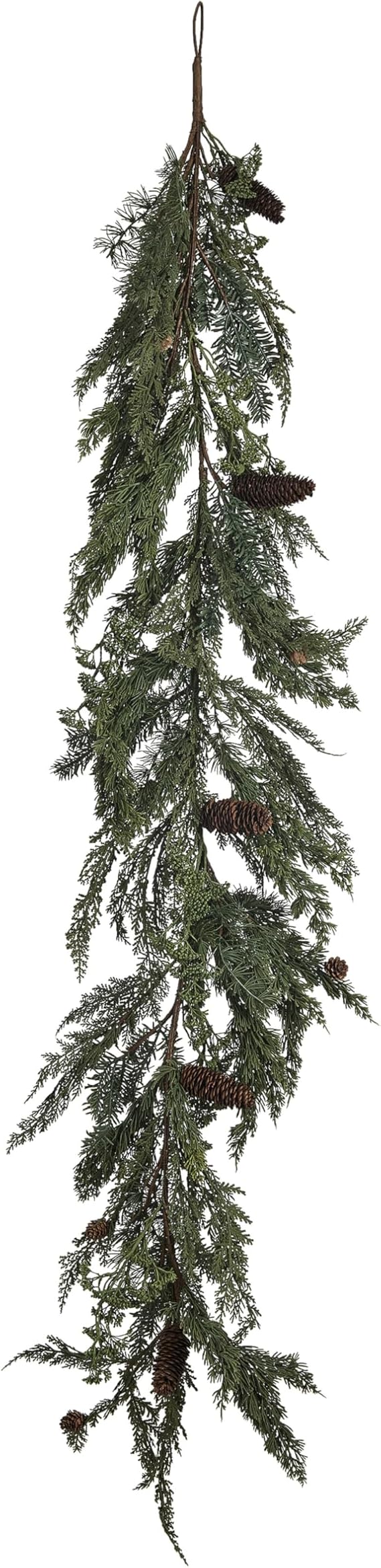 Faux Spruce & Pine Garland with Natural Pinecones