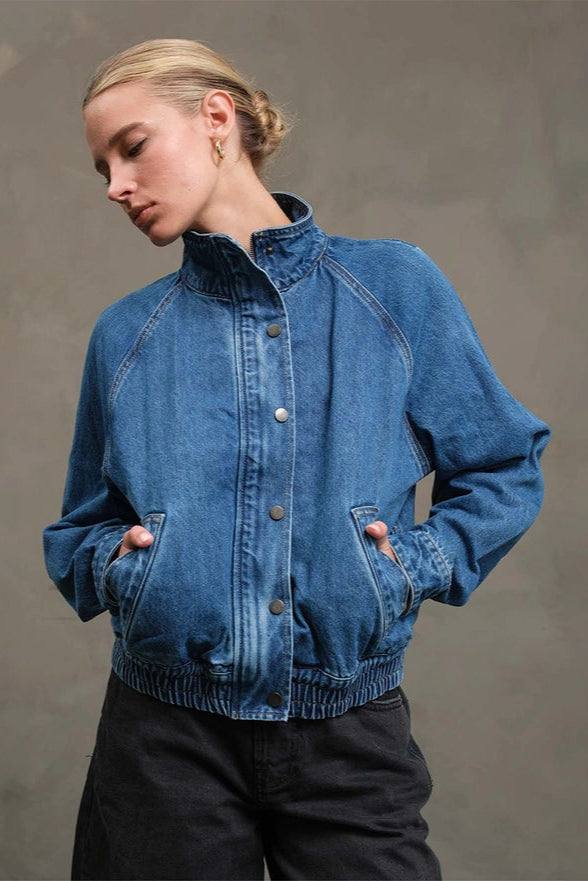 The Kadie Denim Bomber Jacket