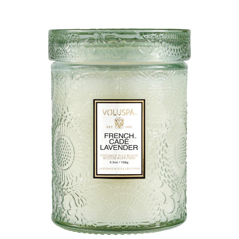 Voluspa French-cade lavender candle product shoot.
