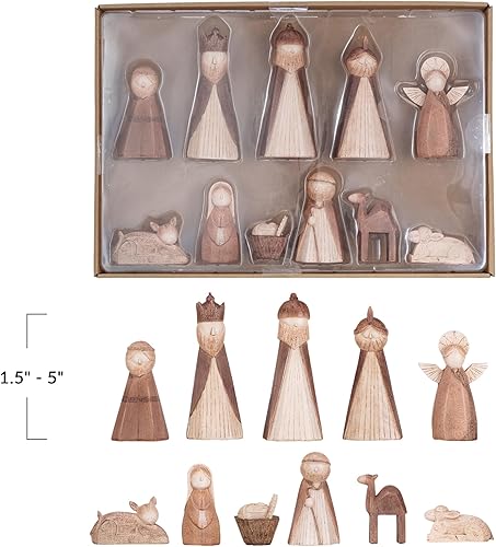 Wood-Finish Resin Nativity Set