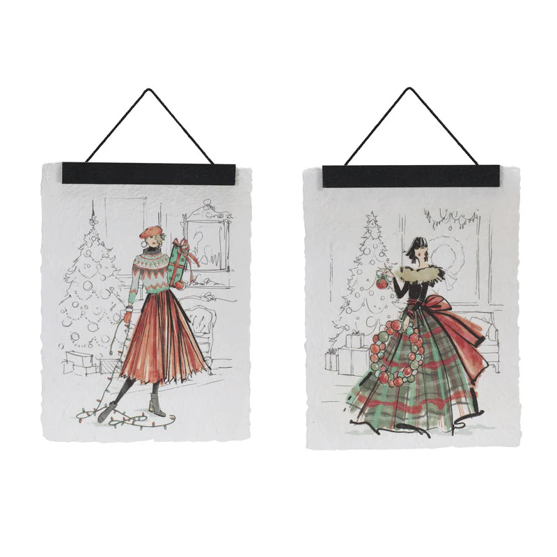 Vintage Holiday Lady Banner