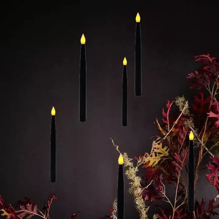 Battery Operated Hanging Black Taper Candles
