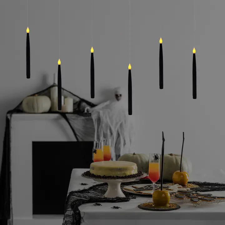 Battery Operated Hanging Black Taper Candles
