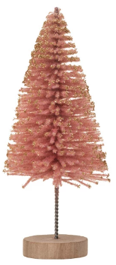 Gold Glitter Bottle Brush Tree with Wood Base