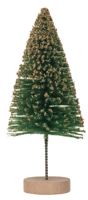 Gold Glitter Bottle Brush Tree with Wood Base