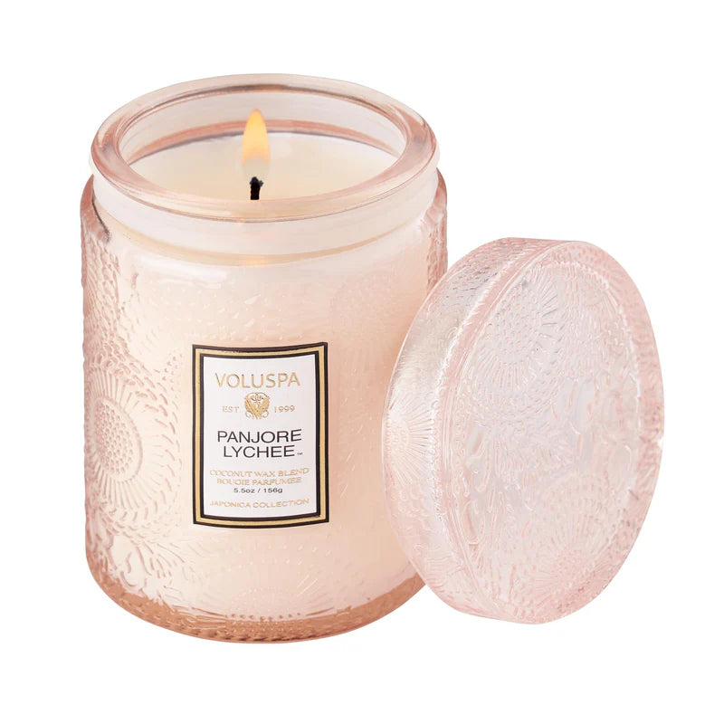 Voluspa Panjore Lychee Candle product shoot.