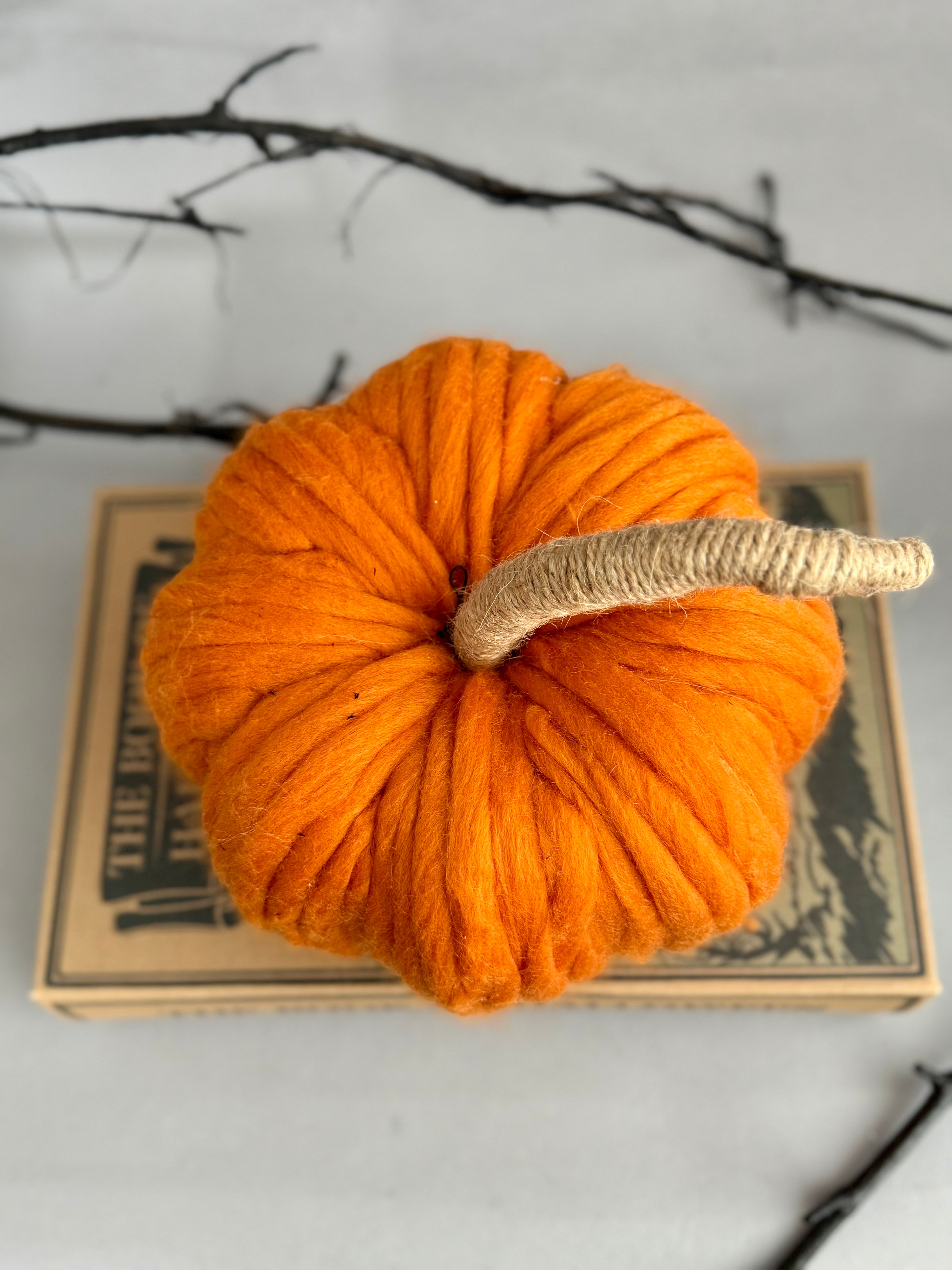 Wool Pumpkin with Jute Wrapped Stem