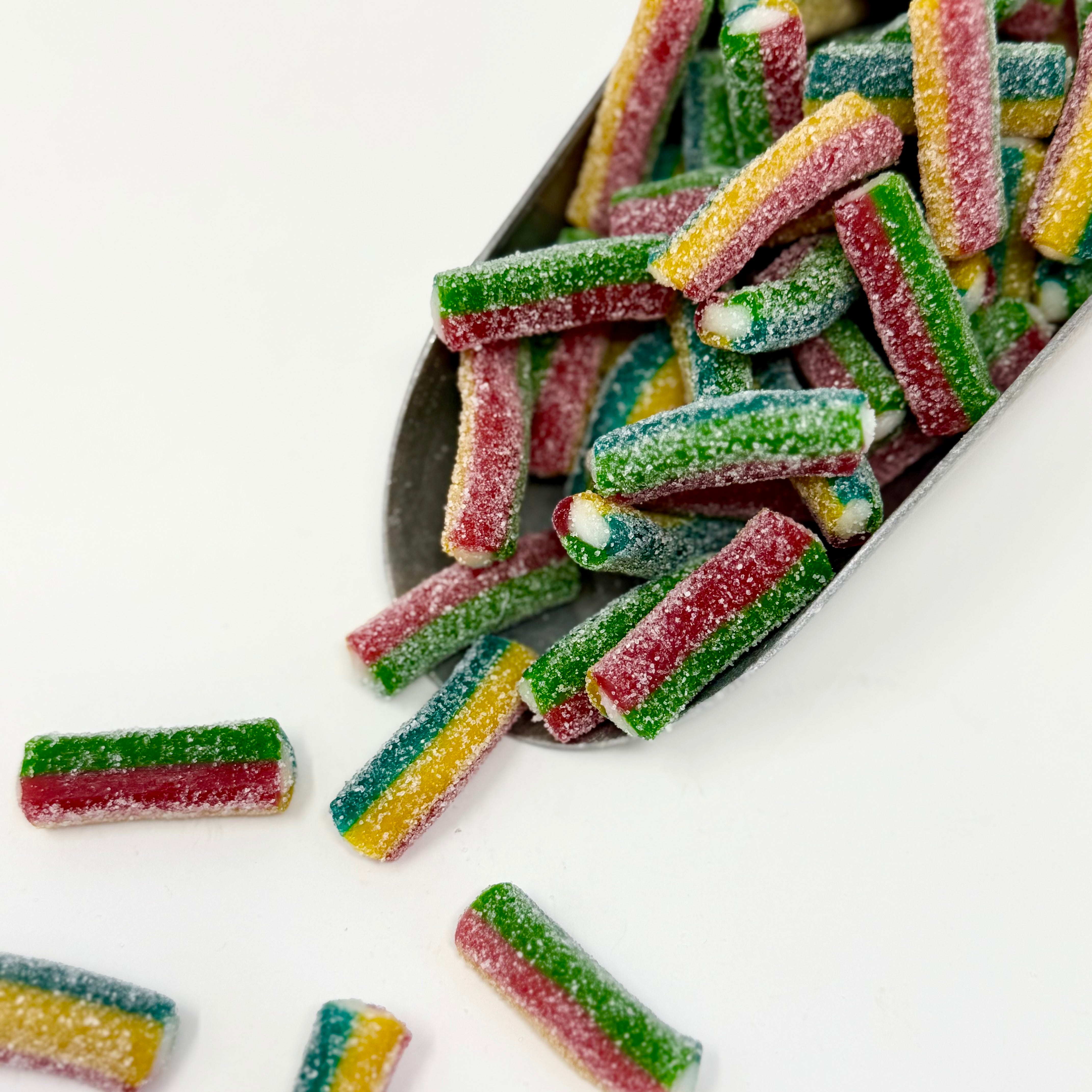 Rainbow Swedish cream licorice in a scoop.