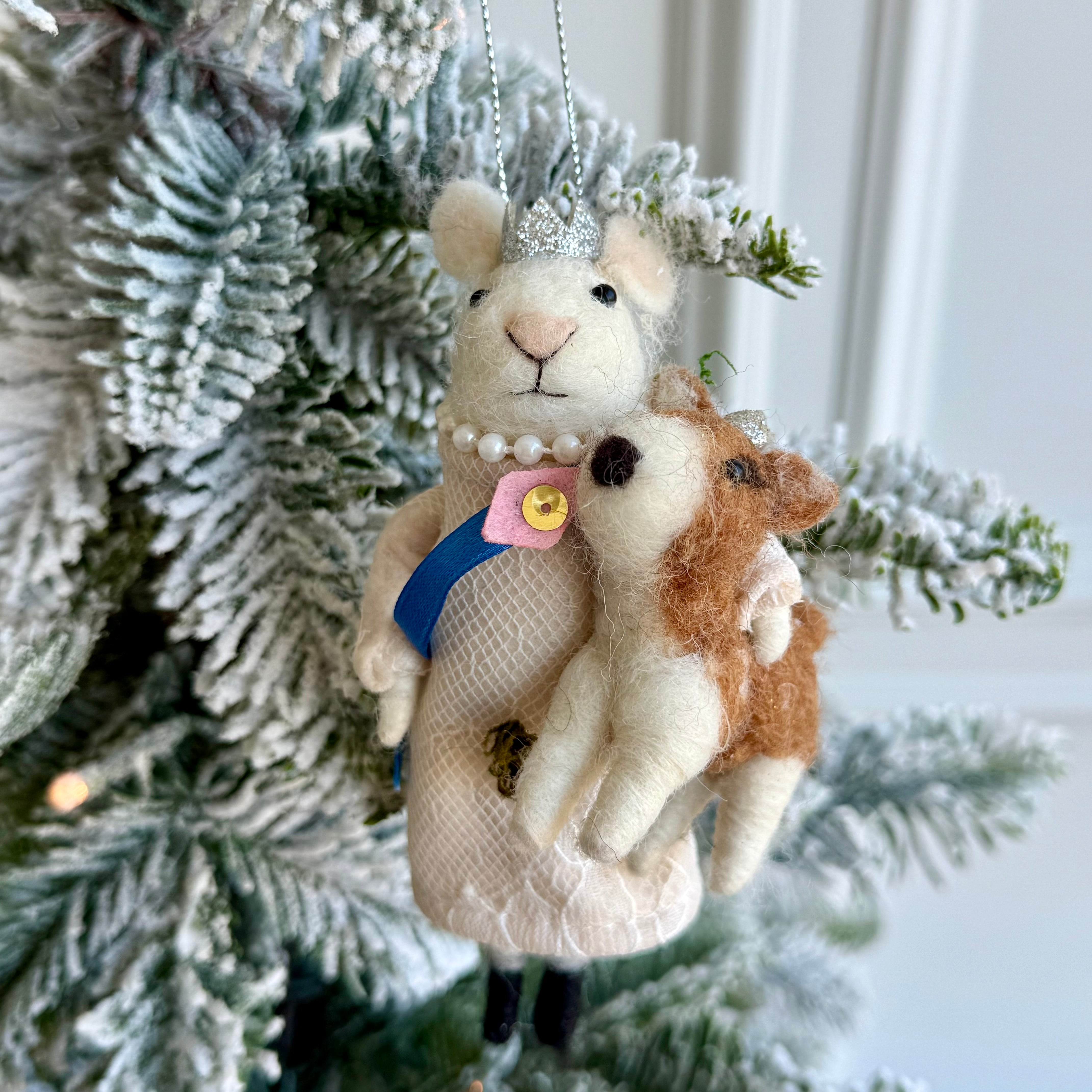 Queen Mouse with Corgi Ornament