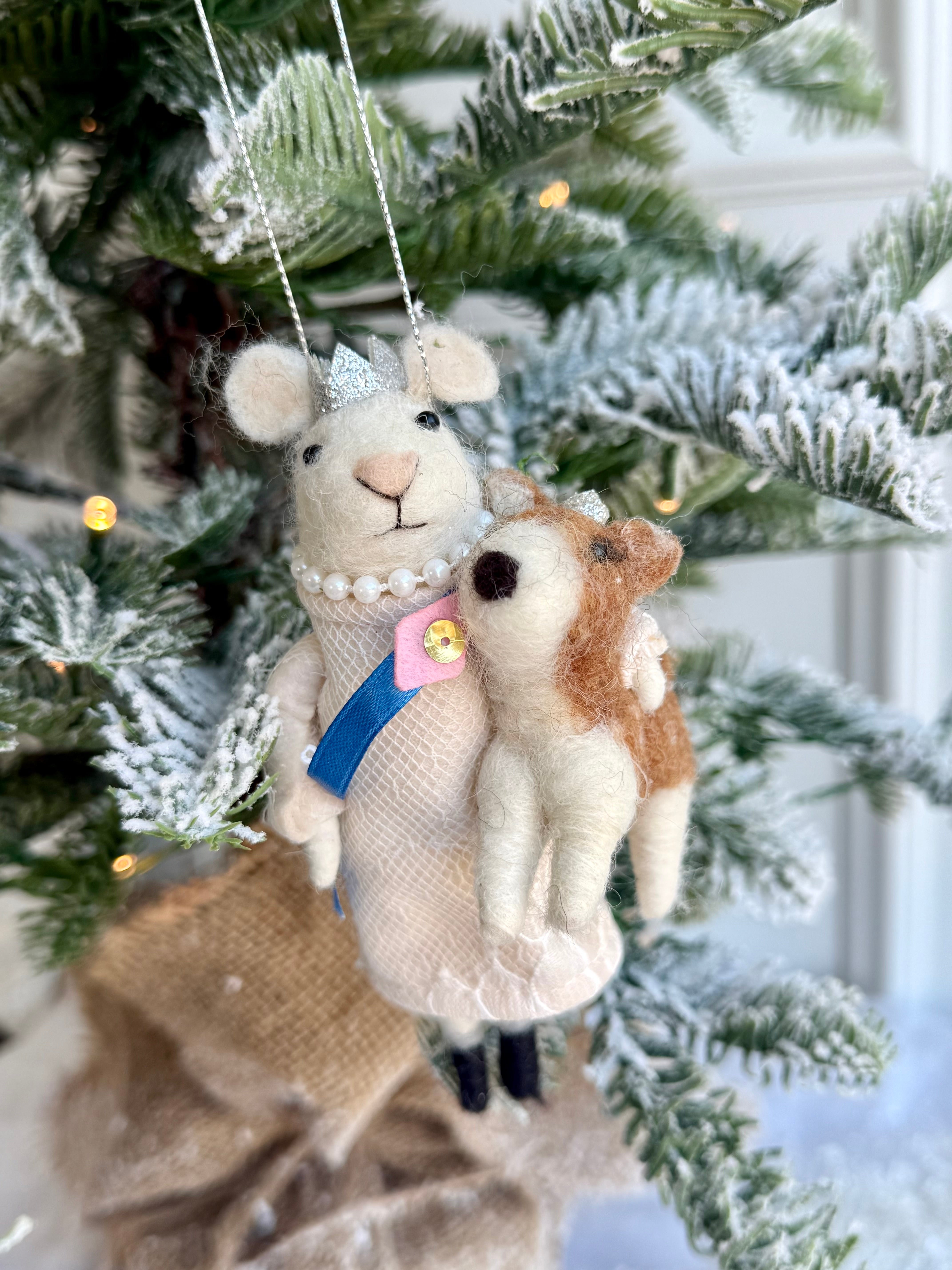Queen Mouse with Corgi Ornament
