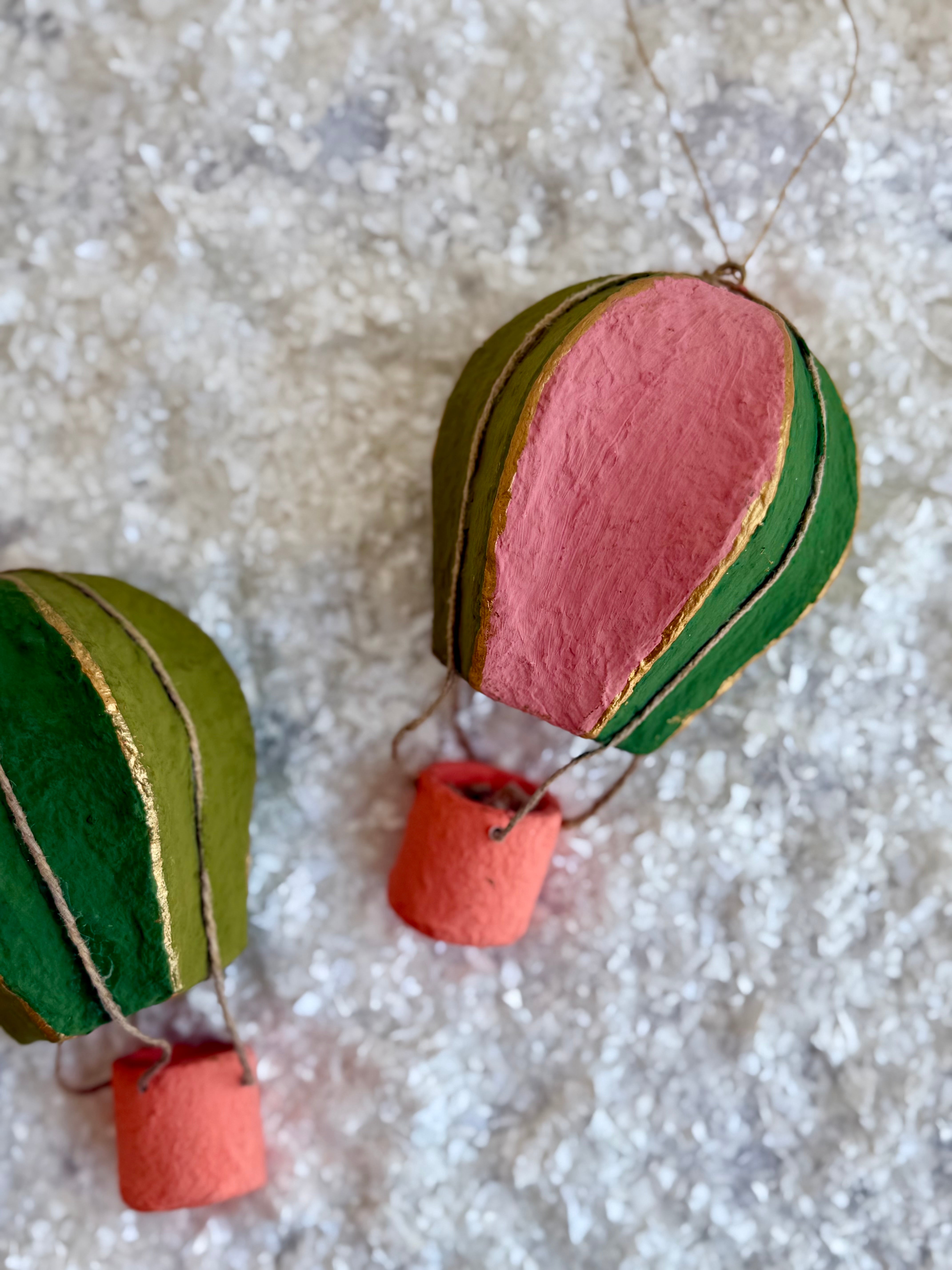 Paper Mache Hot Air Balloon Ornament