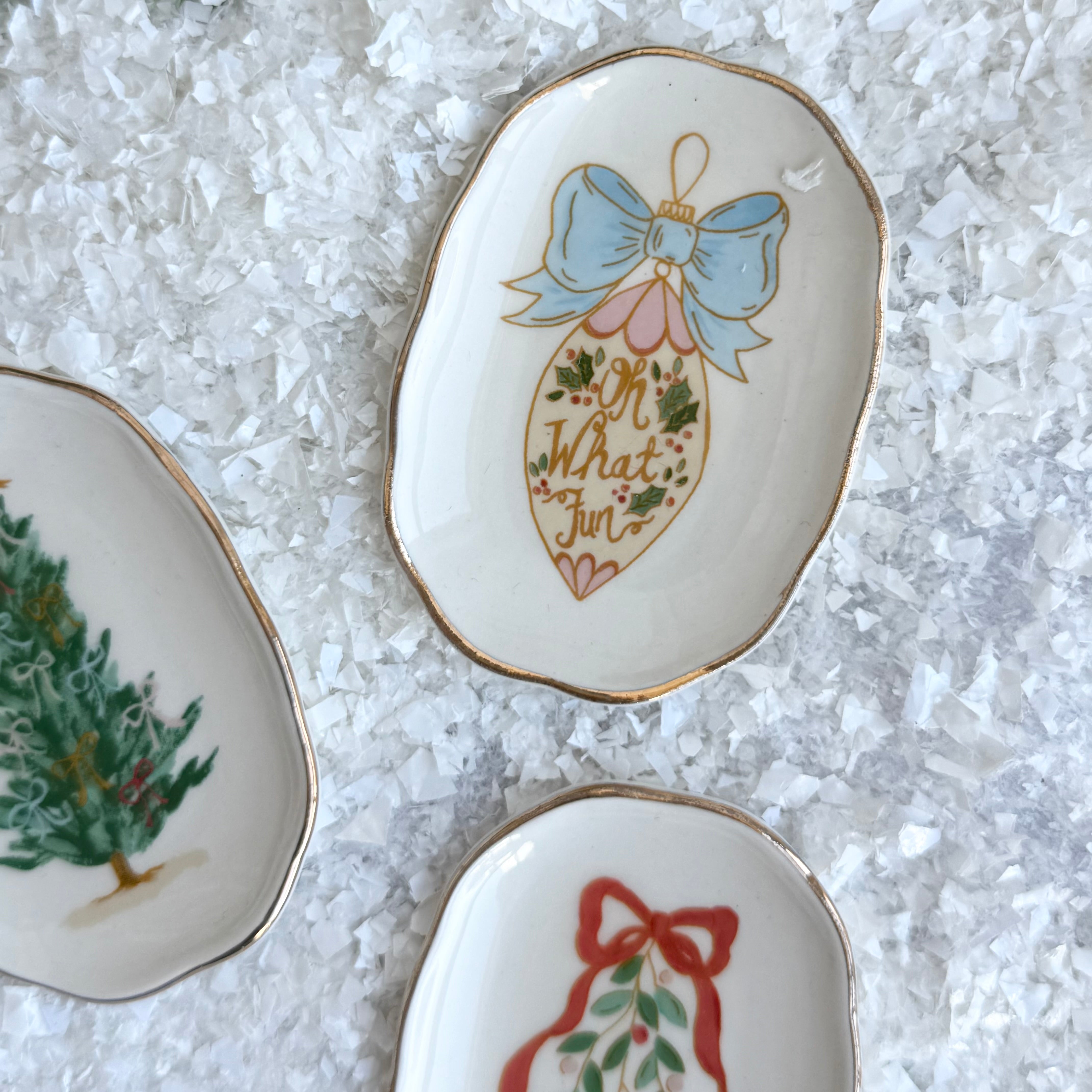 Gold Rim Holiday Trinket Dish