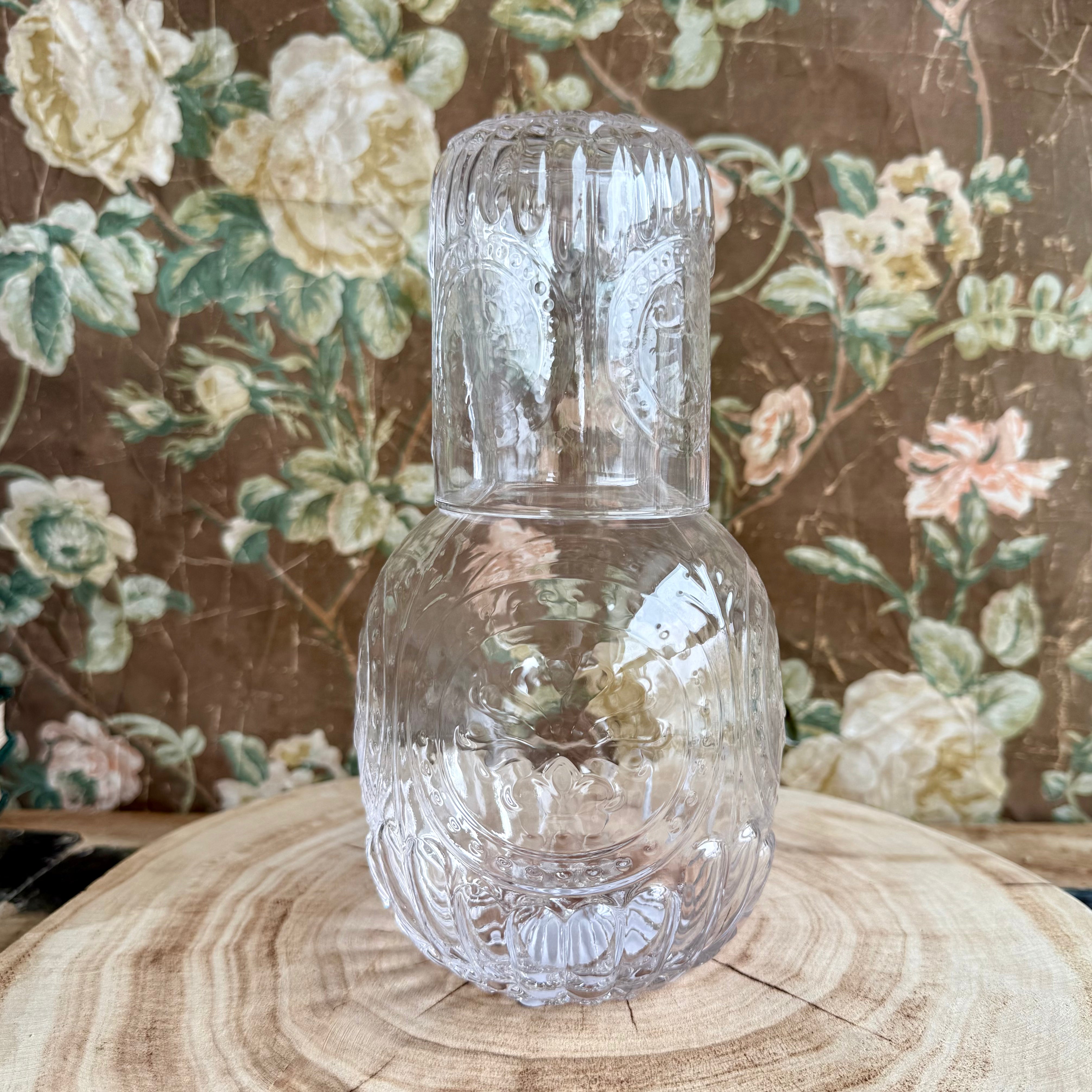 Embossed Glass Carafe and Glass Set
