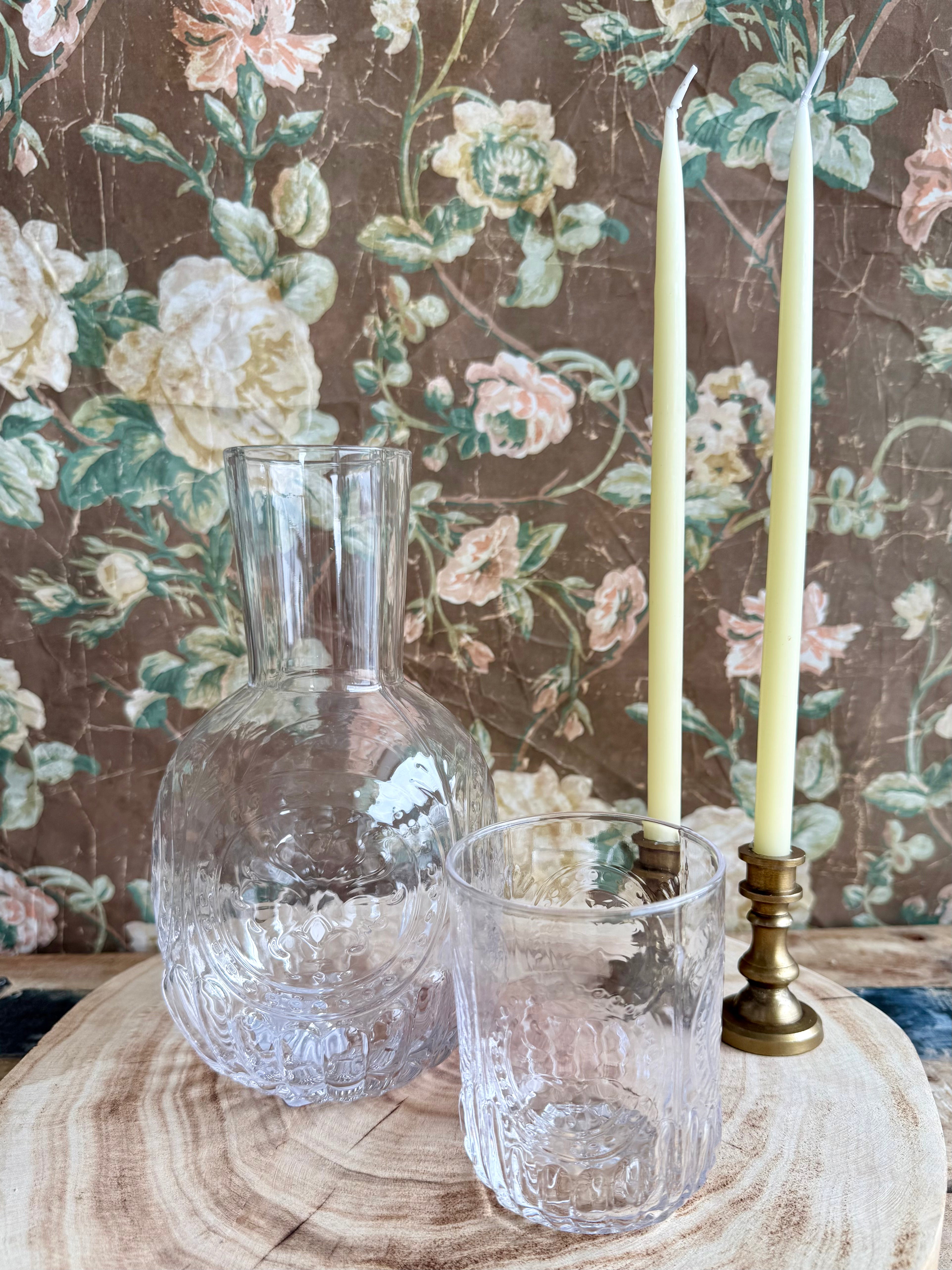 Embossed Glass Carafe and Glass Set