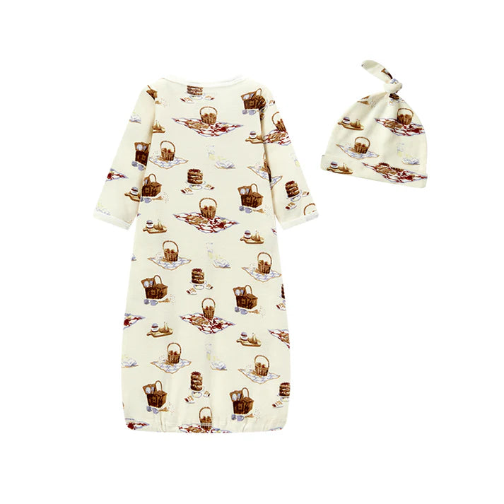 Organic Cotton Newborn Gown and Hat Set