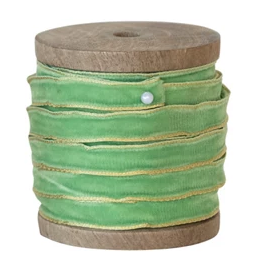 Velvet Ribbon with Metallic Edges on Wood Spool