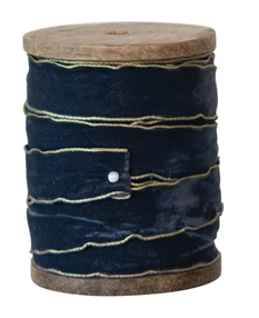 Velvet Ribbon with Metallic Edges on Wood Spool