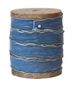 Velvet Ribbon with Metallic Edges on Wood Spool