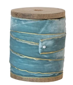 Velvet Ribbon with Metallic Edges on Wood Spool