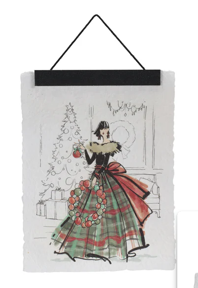 Vintage Holiday Lady Banner