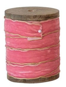 Velvet Ribbon with Metallic Edges on Wood Spool