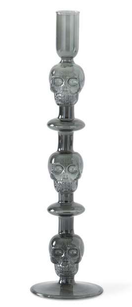 Glass Skull Taper Candleholders