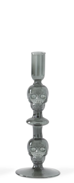Glass Skull Taper Candleholders