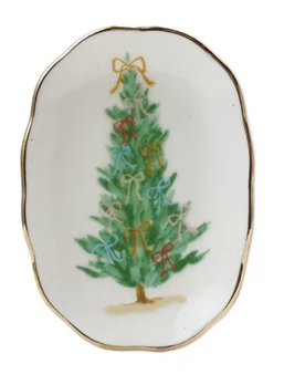 Gold Rim Holiday Trinket Dish