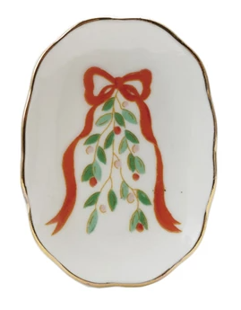 Gold Rim Holiday Trinket Dish