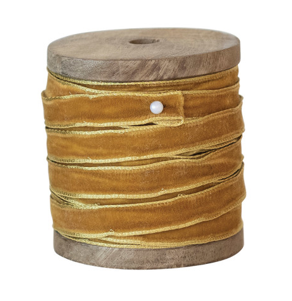 Velvet Ribbon with Metallic Edges on Wood Spool