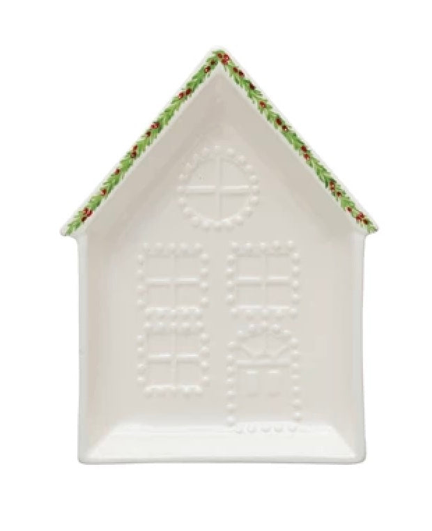 Embossed Stoneware House Shaped Plate