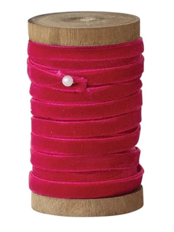 Velvet Ribbon on Wood Spool - 10 Yard 1/4"W