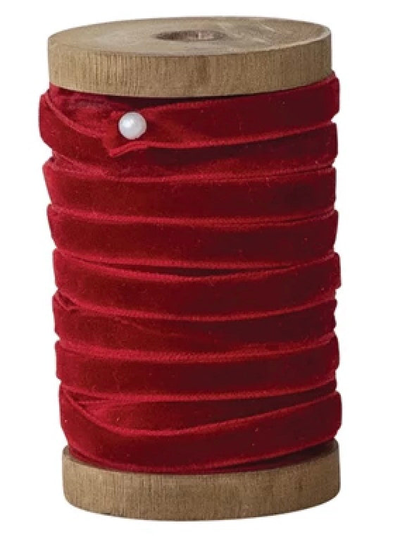 Velvet Ribbon on Wood Spool - 10 Yard 1/4"W