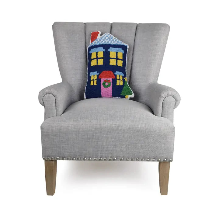 Blue House Shaped Hook Pillow