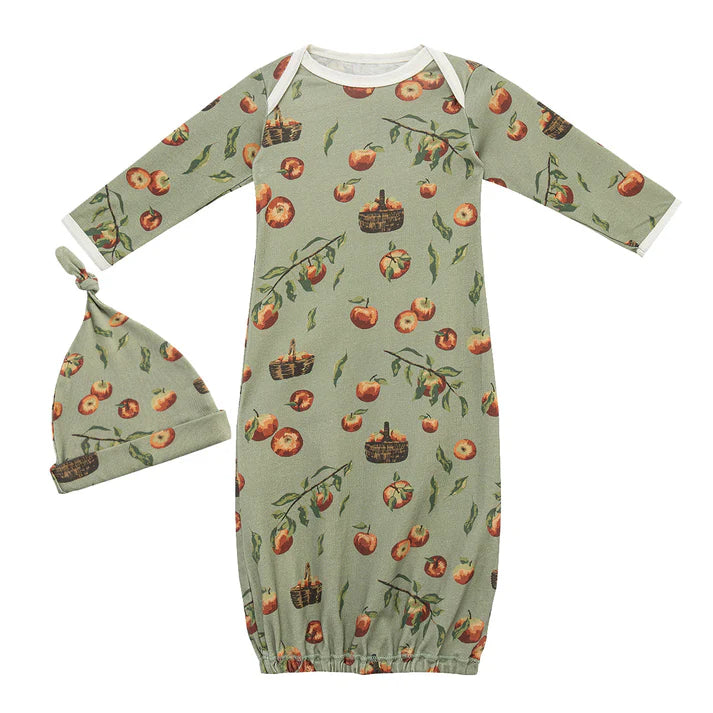 Organic Cotton Newborn Gown and Hat Set
