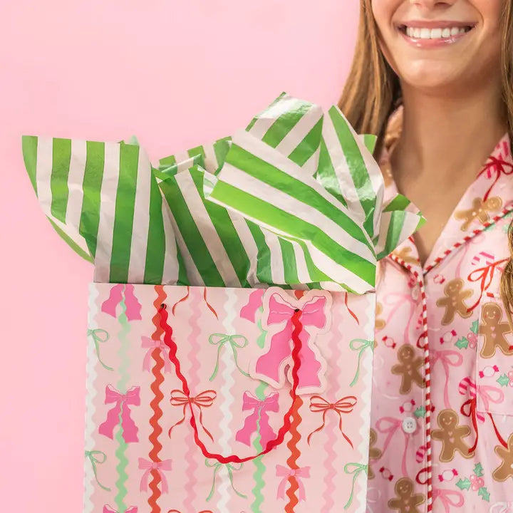 Holiday Ric Rac Bows Gift Bag with Tag
