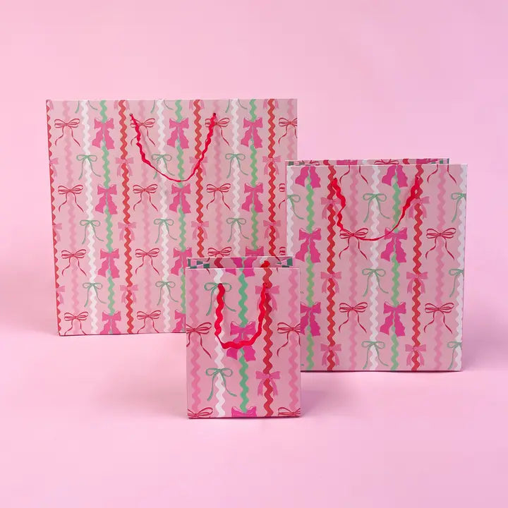 Holiday Ric Rac Bows Gift Bag with Tag