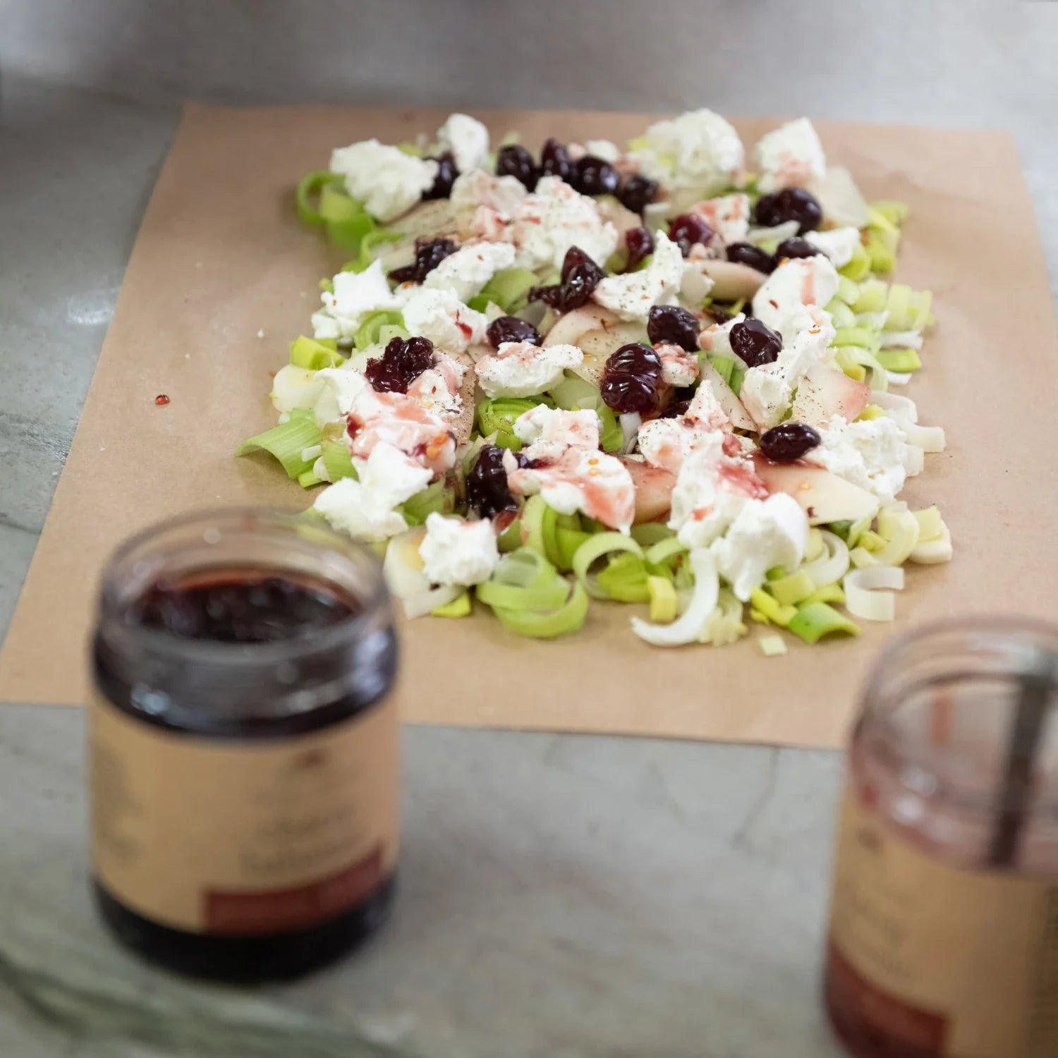 Product shoot of cherry balsamic preserves